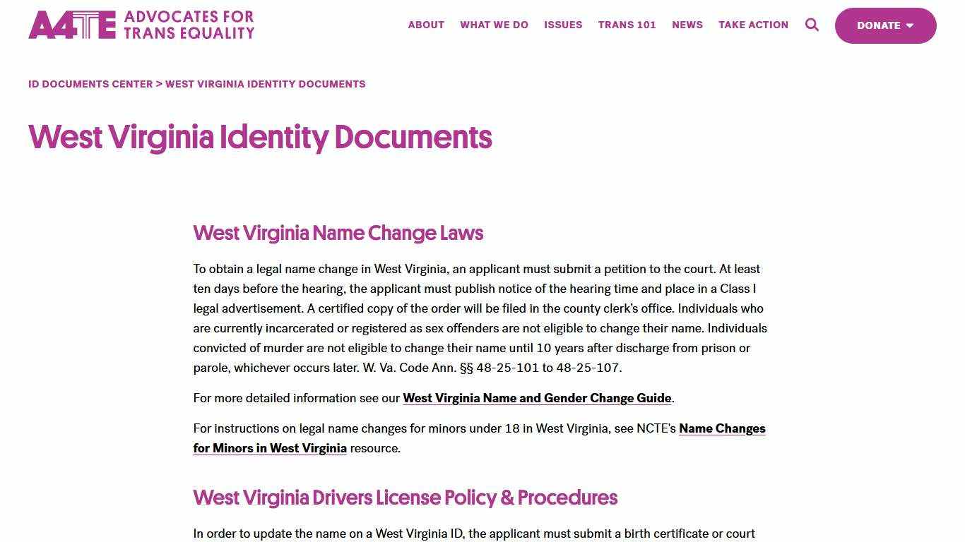 West Virginia Identity Documents | A4TE