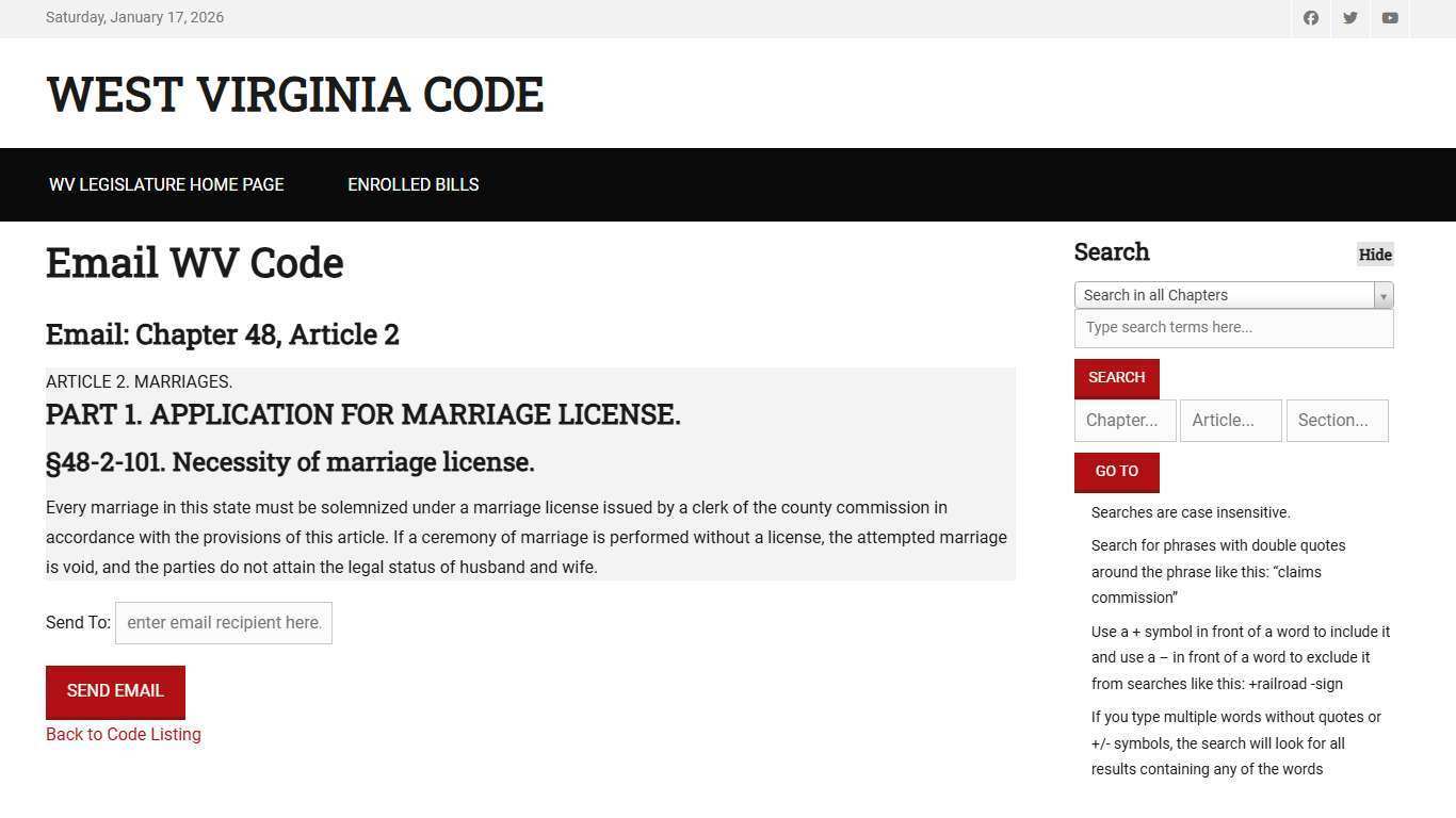 West Virginia Code | §48-2